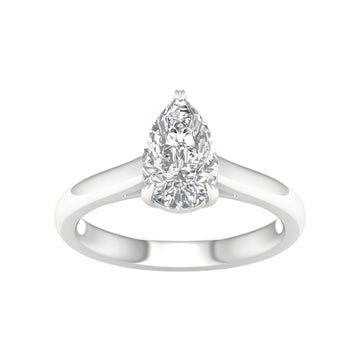 14K White Gold Lab Grown Pear Diamond Engagement Ring