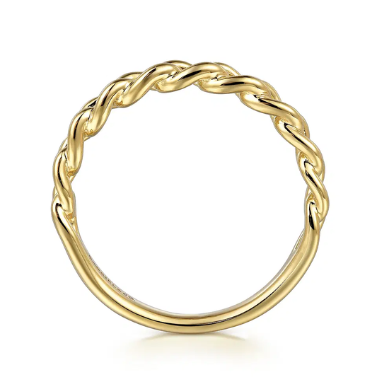 14K Yellow Gold Cuban Link Stackable Ring