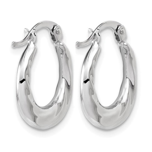 10K White Gold Graduated Ribbon Hoop Earrings