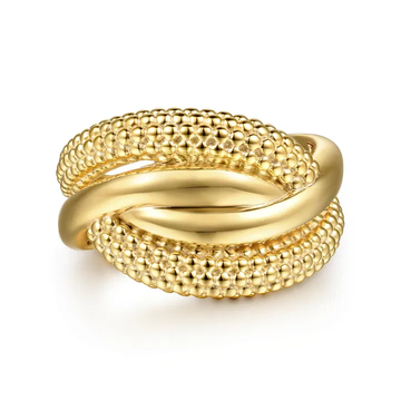 14K Yellow Plain Gold Bujukan Criss Cross Ring