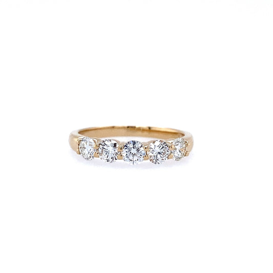 14K Yellow Gold Five Stone Diamond Band