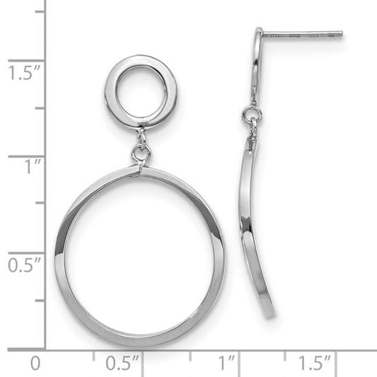 10K Yellow Gold & White Rhodium Polished Dangle Earrings