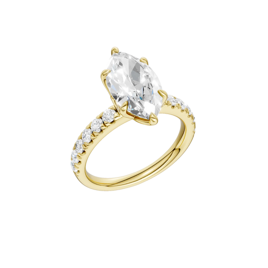 14K Yellow Gold Lab Grown 3.09ctw Marquise Diamond Engagement Ring