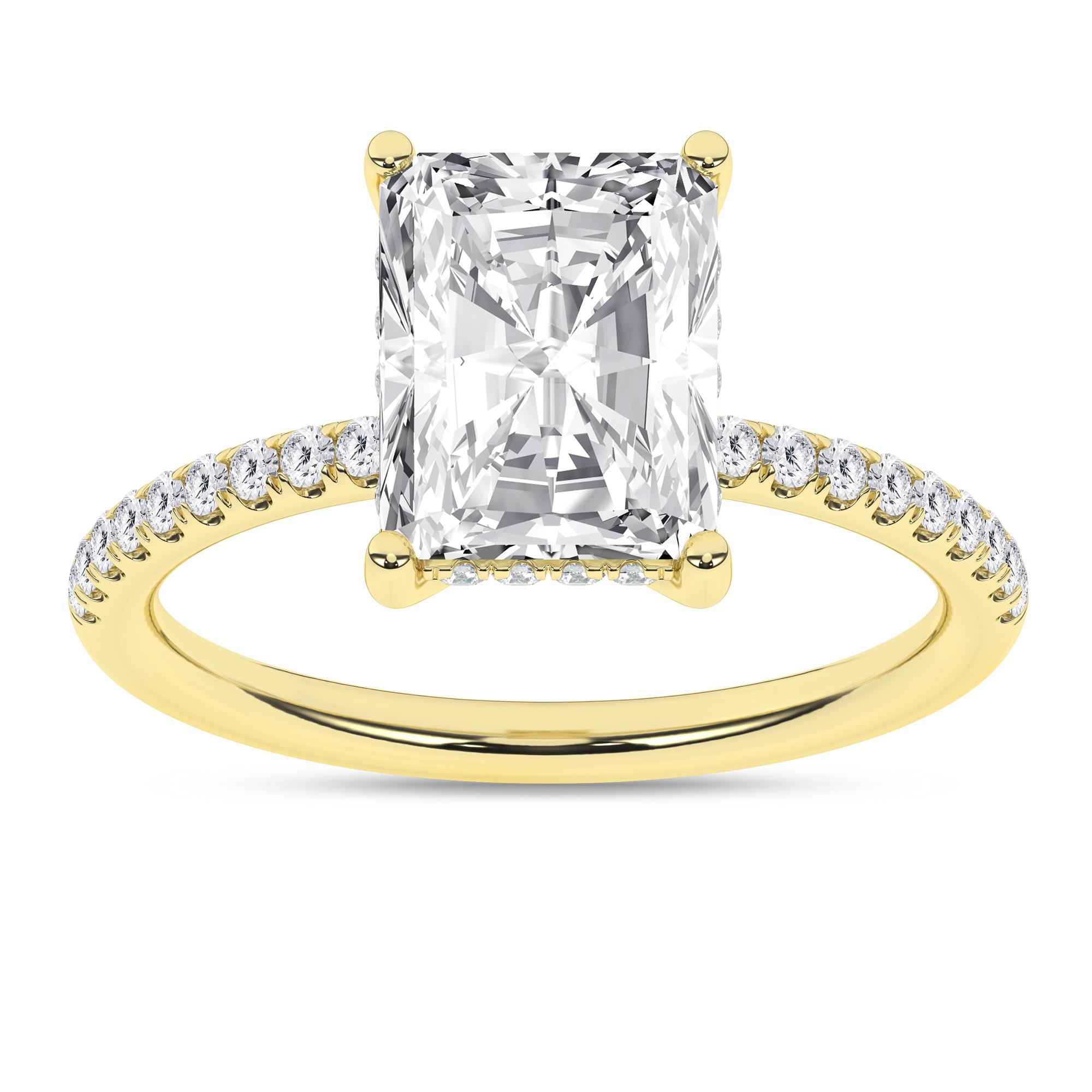 14K Yellow Gold Lab Grown 3.31ctw Radiant Diamond Engagement Ring