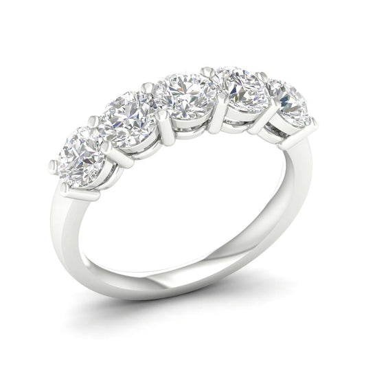 14K White Gold 5 Stone Lab Grown Diamond Band