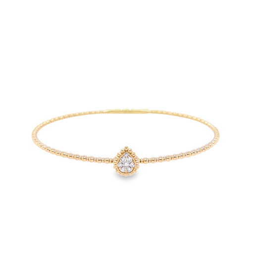 14K Yellow Gold Pear Cluster Station Bangle