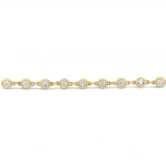 14K Yellow Gold Diamond Bezel Set Link Bracelet