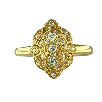 14K Yellow Gold Vintage Inspired Diamond Ring