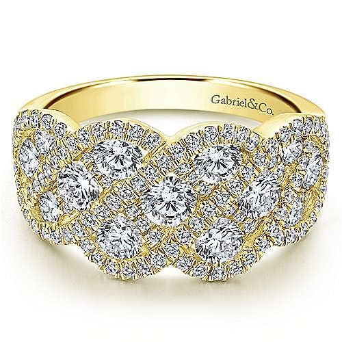 14K Yellow Gold Woven Diamond Statement Ring