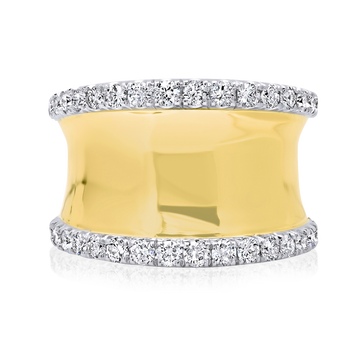 14K Yellow Gold Diamond Saddle Style Wide Band