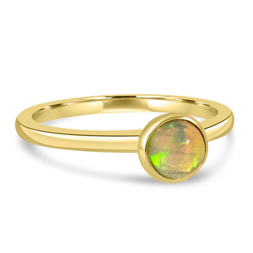 14K Yellow Gold 5MM Bezel Opal Ring
