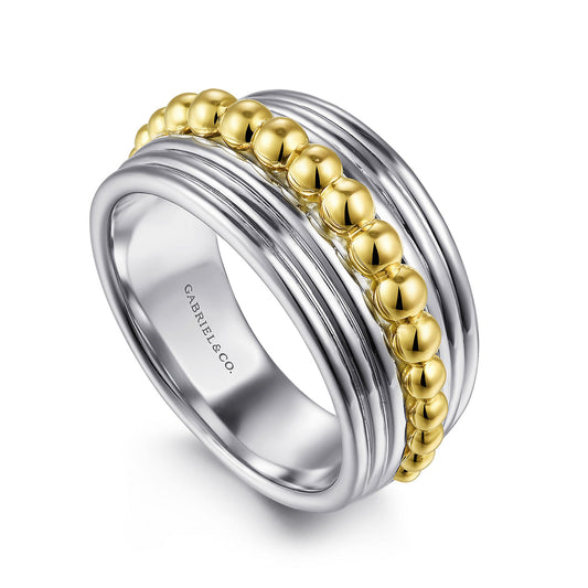 925 Sterling Silver and 14K Yellow Gold Bujukan Wide Band Ring