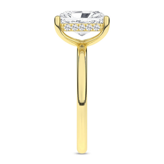 14K Yellow Gold Lab Grown Radiant Diamond Hidden Halo Engagement Ring
