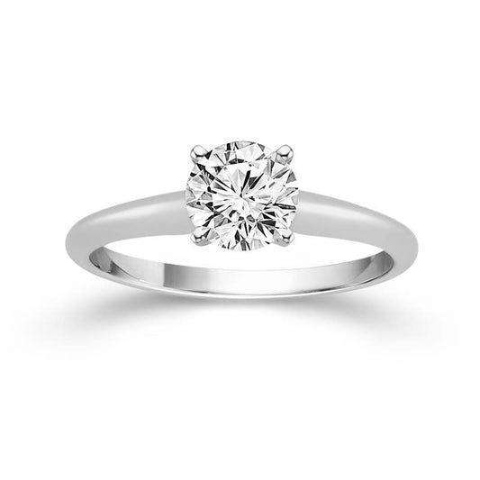 14K White Lab Grown Round Diamond Engagement Ring
