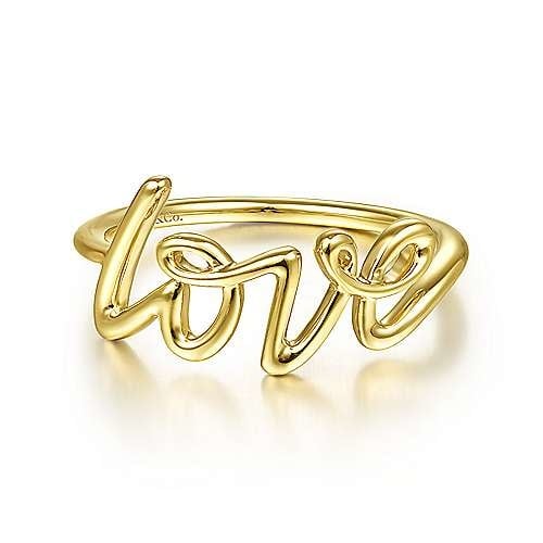 Yellow Gold Love Script Ring