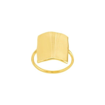 14K Yellow Gold Rectangular Top Ring