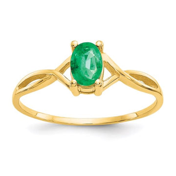 14K Yellow Gold Emerald Birthstone Ring