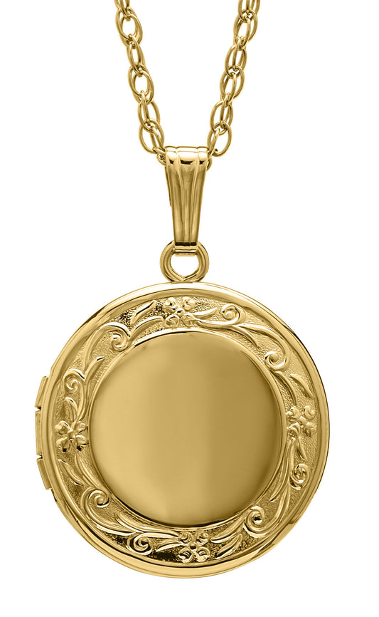 14KT/GF ENGRAVED ROUND LOCKET(13MM)