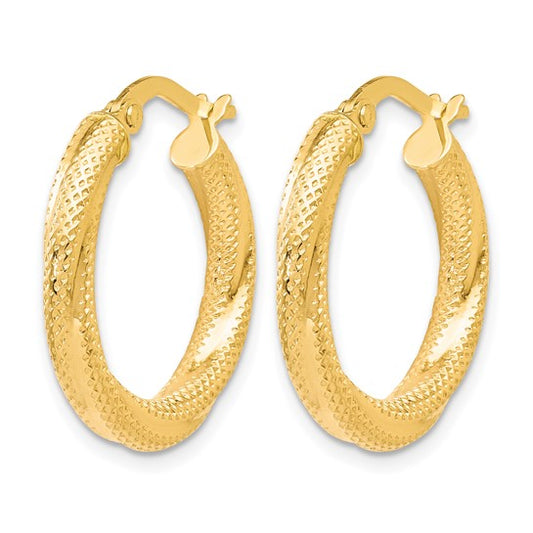 10K Yellow Gold Textured Hinged Hoop Earrings