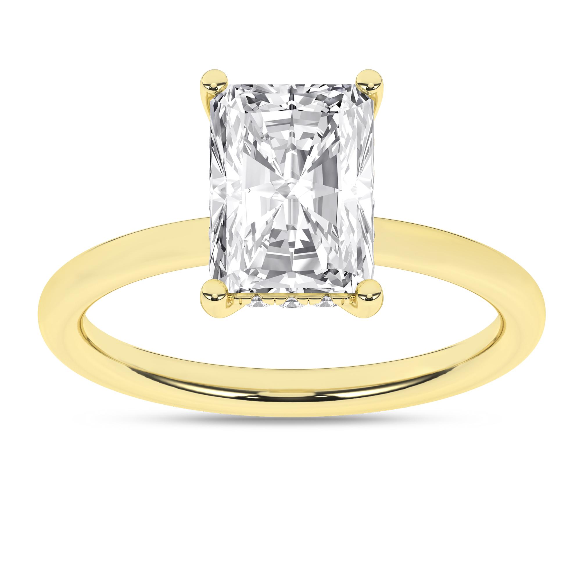 14K Yellow Gold Lab Grown 2.69ctw Radiant Diamond Hidden Halo Engagement Ring