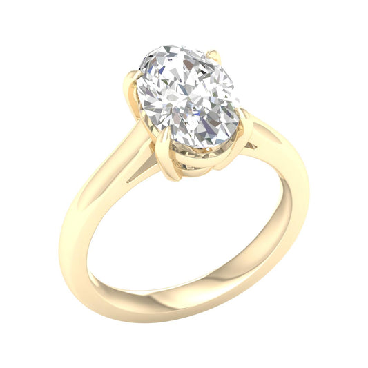 14K Yellow Gold Lab Grown 3.0ct Oval Diamond Engagement Ring