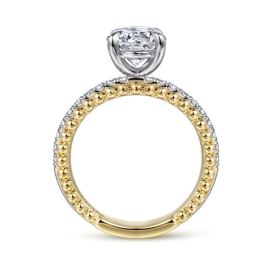 14K White-Yellow Gold Round Diamond Engagement Ring