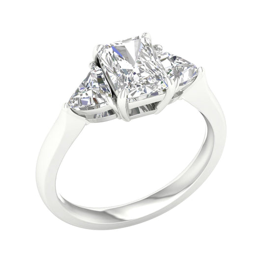 14K White Gold Lab Grown Three Stone Engagement Ring