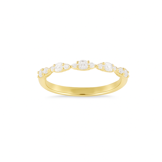 14K Yellow Gold .30ctw Diamond Segmented Band