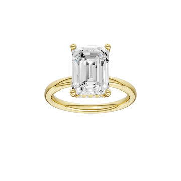 14K Yellow Gold Lab Grown 4.13ctw Emerald Diamond Hidden Halo Engagement Ring