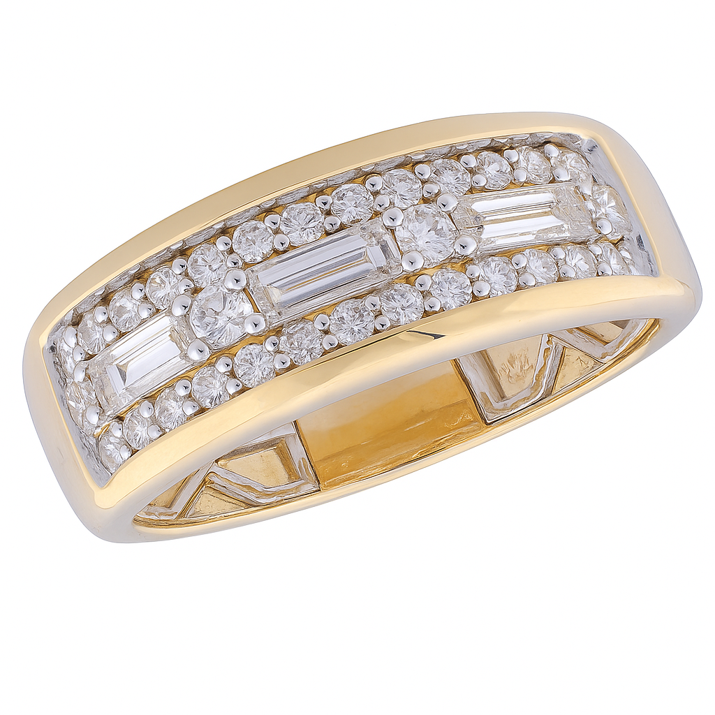 Platinum & 14K Yellow Gold .91ctw Baguette and Pavé Diamond Band