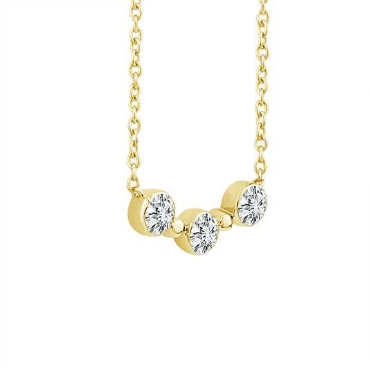 14K Yellow Gold Lab Grown 1/2CTW Trio Diamond Skyset Pendant Necklace
