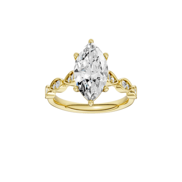 14K Yellow Gold Lab Grown 2.69ctw Maqurise Diamond Engagement Ring with Trellis Shank