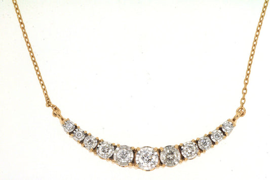 14K Yellow Gold Graduated Diamond Bar Necklace