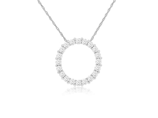 14K White Gold Diamond Circle Pendant