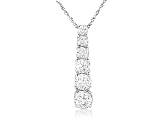 14K White Gold Graduated Diamond Vertical Bar Necklace