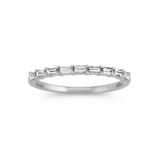 14K White Gold Baguette Diamond Band