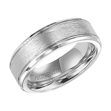 Flat Bevel Edge Carved Wedding Band