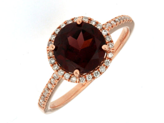 14K Garnet and Diamond Ring