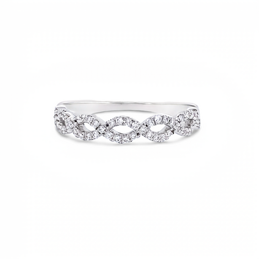 14K White Gold Intertwined Diamond Band