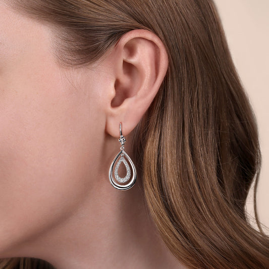 Sterling Silver White Sapphire Teardrop Earrings