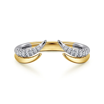 14K Two Tone Pave Diamond Open Anniversary Band