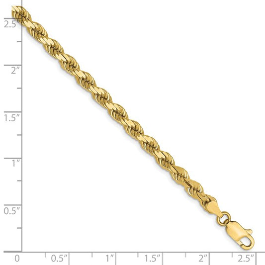 10K 4mm Diamond-Cut Rope Bracelet