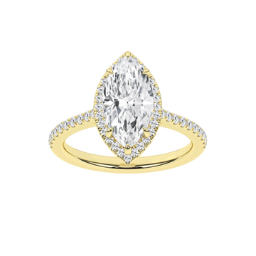 14K Yellow Gold Lab Grown 2.38ctw Marquise Halo Engagement Ring
