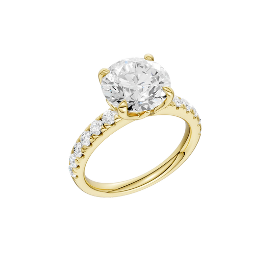14K Yellow Gold Lab Grown 3.52ctw Round Diamond Engagement Ring