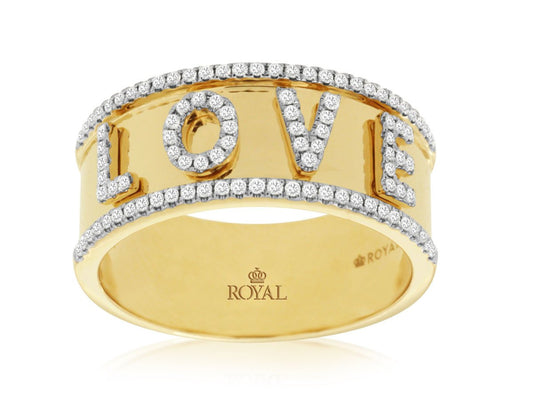 14K Yellow Gold Pave Diamond LOVE Band