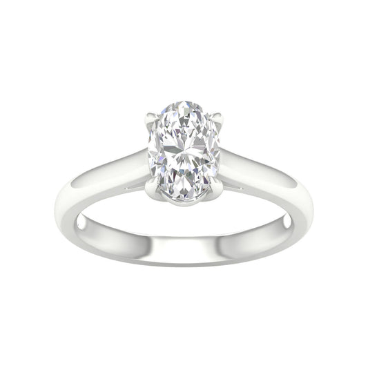 14K White Gold Lab Grown Oval Diamond Solitaire Engagement Ring