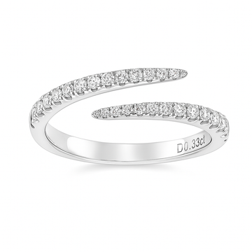 14K White Gold .34ctw Pavé Diamond Bypass Ring