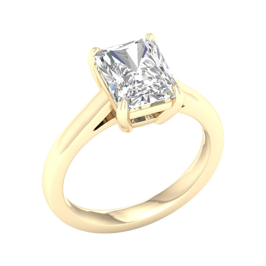 14K Yellow Gold 3.07ct Lab Grown Radiant Diamond Solitaire Engagement Ring