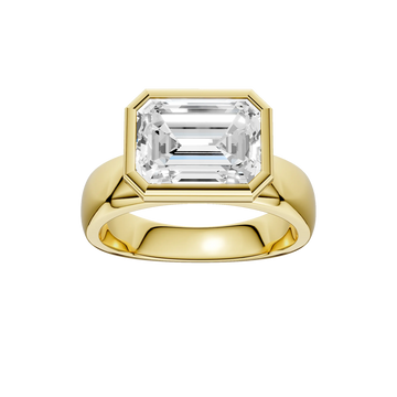 14K Yellow Gold 3.05ct Lab Grown Emerald Diamond East-West Bezel Engagement Ring