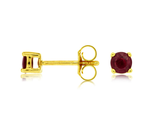 14K Yellow Gold Ruby Stud Earrings